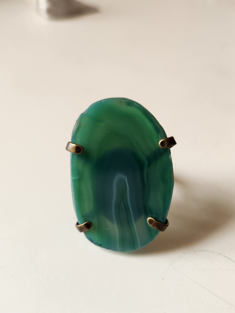 Green Agate Statement Ring